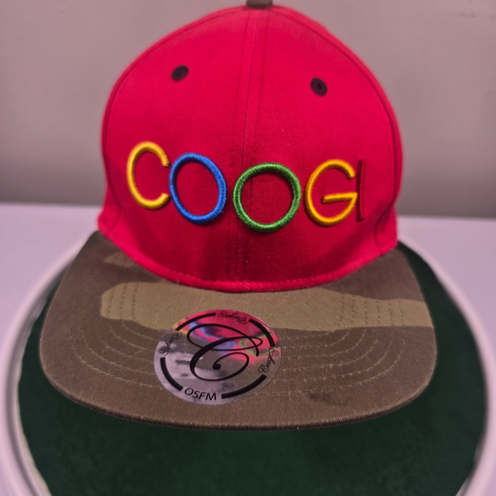 Coogi Camo Snapback Hat Multi Color Embroidered Logo Flat Brim Cap Streetwear